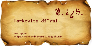 Markovits Örsi névjegykártya